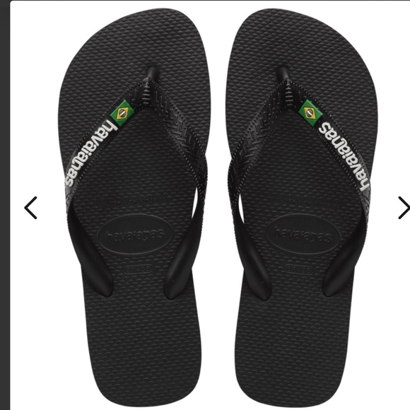NEW HAVAIANAS Brazil Logo Flip flops in Black - Picture 1 of 5